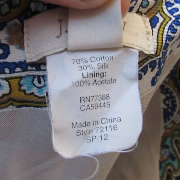 J Crew Dolores Shift Dress in Peacock Paisley Size 12 Cotton Silk Blend Lined - Picture 8 of 9